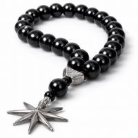 Четки гематит черные глянцевые с металлической звездой 19 см