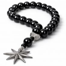 Qara hematit təsbeh metal ulduzlu 19 sm