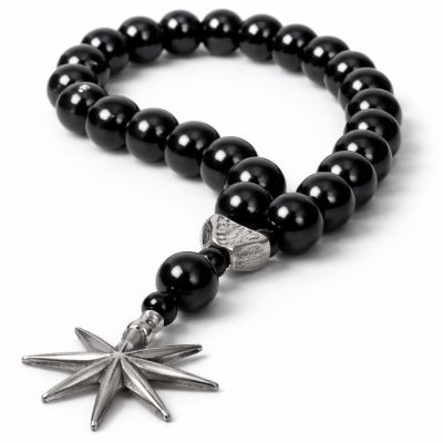 Четки гематит черные глянцевые с металлической звездой 19 см