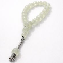 Şəffaf açıq rəngli təsbeh metal fırçalı 25 sm