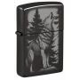 Зажигалка Zippo High Polish Black Howling Wolf Design с Волком