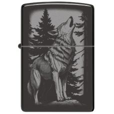 Zippo Howling Wolf Design High Polish Black Windproof Lighter
