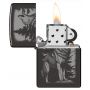Зажигалка Zippo High Polish Black Howling Wolf Design с Волком