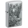 Зажигалка Zippo Brushed Chrome Wolf Pack Emblem с волками