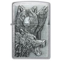 Зажигалка Zippo Brushed Chrome Wolf Pack Emblem с волками