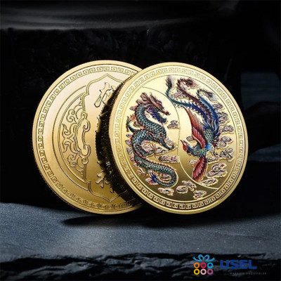 Сувенирная монета Дракон и Феникс