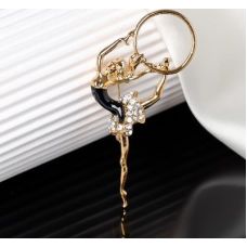 Brooch "Gymnast" with hula hoop, black and white
