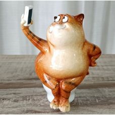 Сувенир полистоун "Котик - селфи на унитазе"