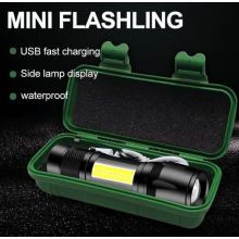 Фонарик ручной аккумуляторный с тремя режимами CREE+COB USB