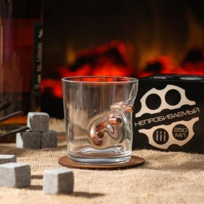 Стакан для виски "Непробиваемый", 3 пули, 250 мл