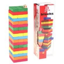 Игра настольная Дженга (Jenga) 54 бруска цветная (маленькая)