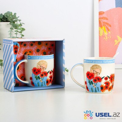 Gift set “Dearest grandmother”, mug 350 ml, spoon