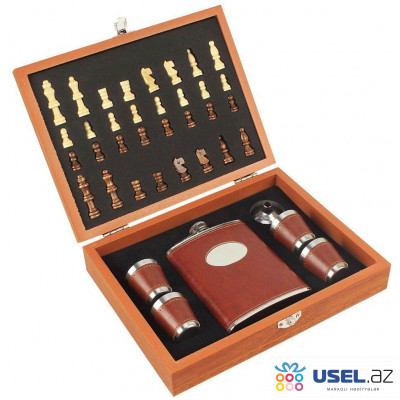 Chess with a jar gift set for alcohol